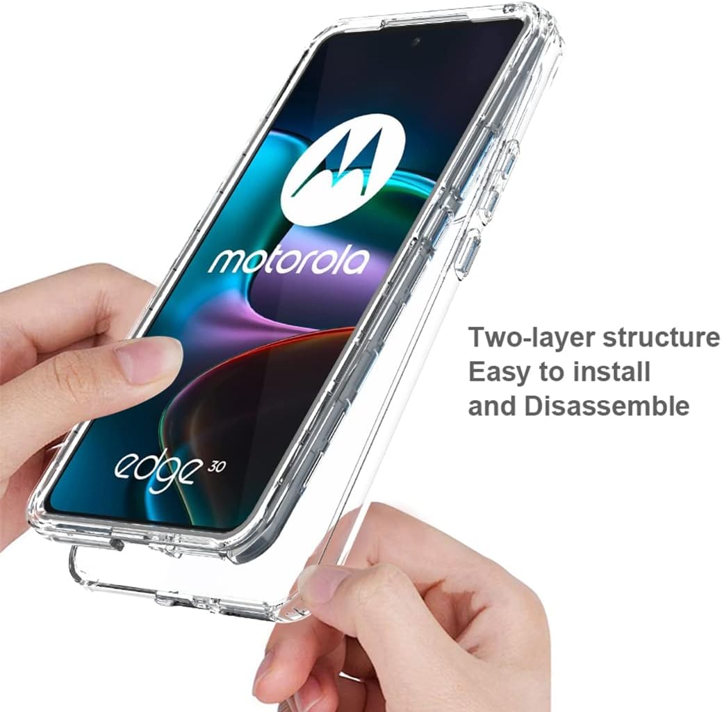 Funda compatible con Moto Edge 30 5G, Motorola Edge 30 con protector de pantalla de vidrio templado, cuerpo completo, a prueba de golpes,