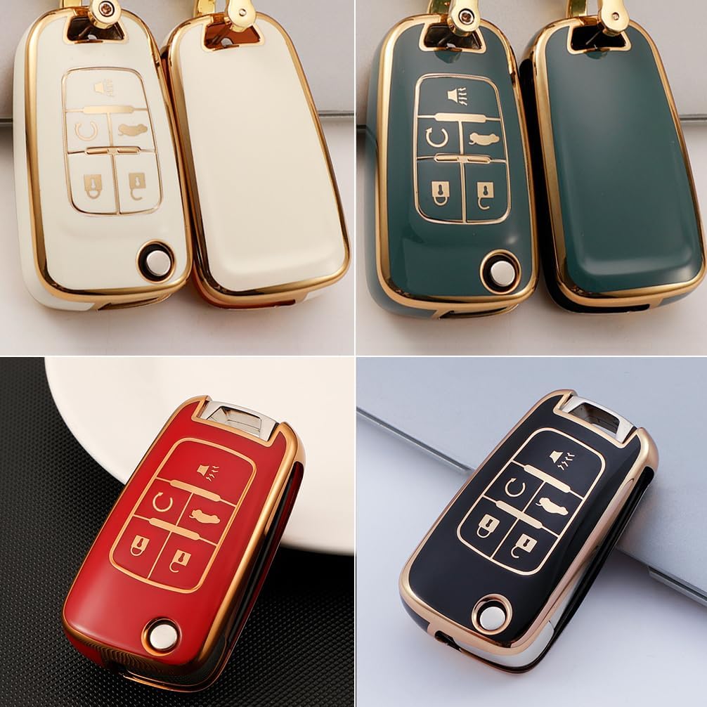 ontto Funda para llavero con tapa de 5 botones para Chevy Car Key Case Fit para Buick Lacrosse Encore Allure Remote Key Holder