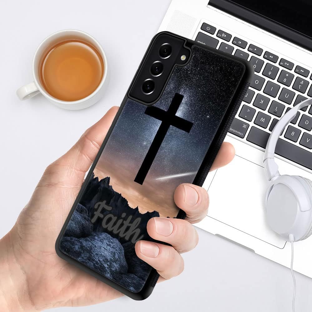 DJSOK Funda compatible con Samsung Galaxy S22 Ultra, diseño de lujo Faith in God, policarbonato duro, a prueba de arañazos, TPU suave, a prueba de