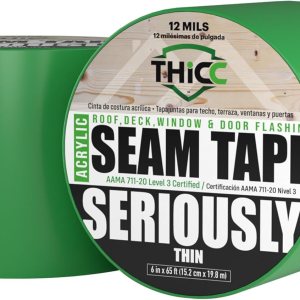 THICC Cinta adhesiva acrílica intermitente para techo, cubierta, ventana y puerta, 12 mils, certificado AAMA 711-20 nivel 3, 6 pulgadas x 65 pies, THICC Cinta adhesiva acrílica intermitente para techo, cubierta, ventana y puerta, 12 mils, certificado AAMA 711-20 nivel 3, 6 pulgadas x 65 pies,