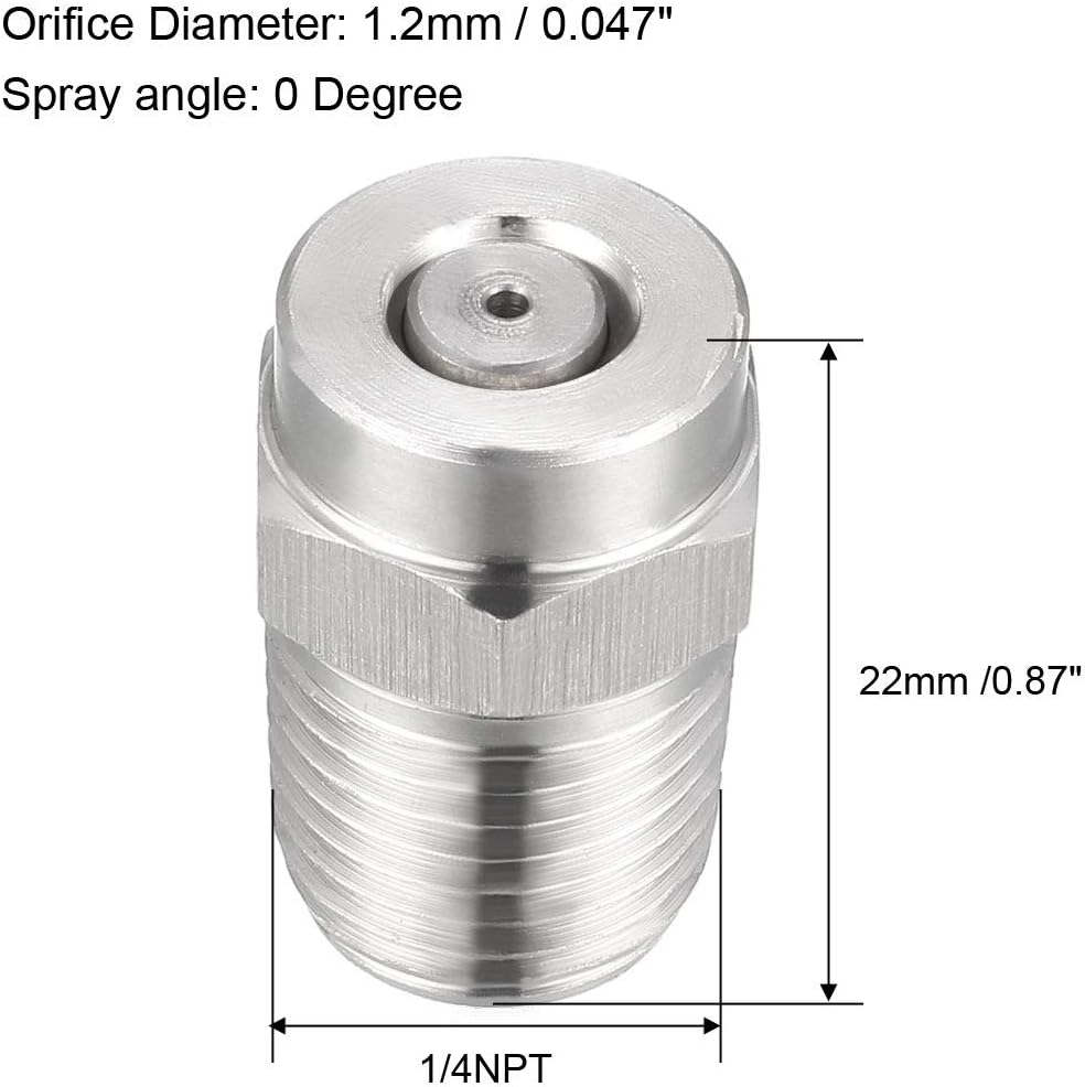 uxcell Boquilla para lavadora a presión, punta de pulverización de rosca 14NPT (0 grados, diámetro de orificio de 0.047 in)