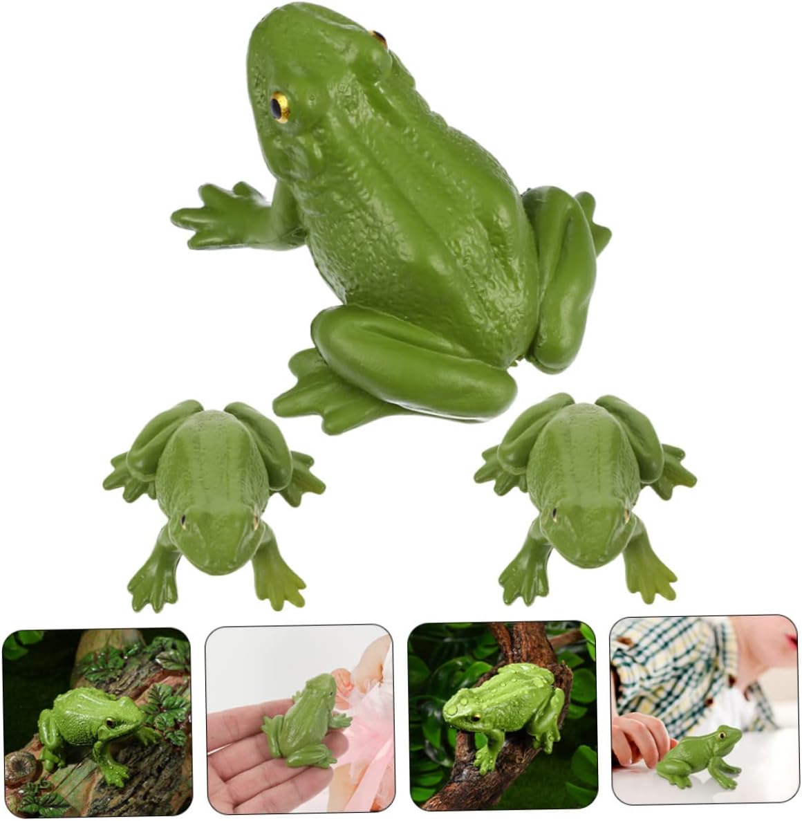Sapo de misiles 3 piezas de estatua de rana simulación de ranas modelo de plantas decoración para niños ranas realistas modelo ranas animales