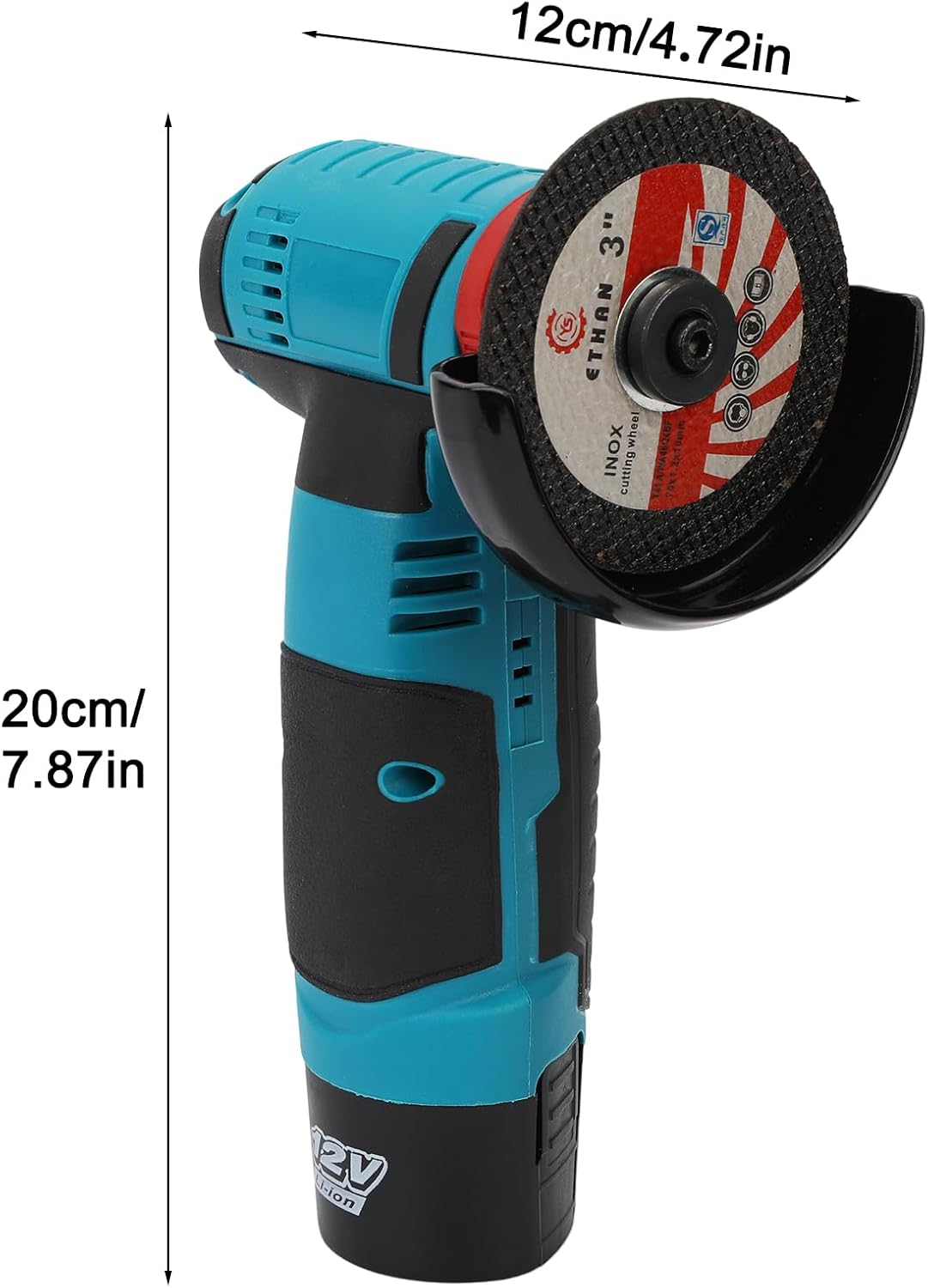 Kit de amoladora angular inalámbrica de 12 V, amoladora angular de 3 pulgadas sin escobillas, herramienta de molienda eléctrica de 19500 rpm, mini