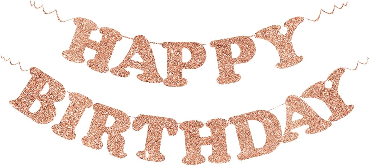 Cartel de feliz cumpleaños con temática de oro rosa, decoración de fiesta de cumpleaños temática de oro rosa, decoraciones de gran tamaño con