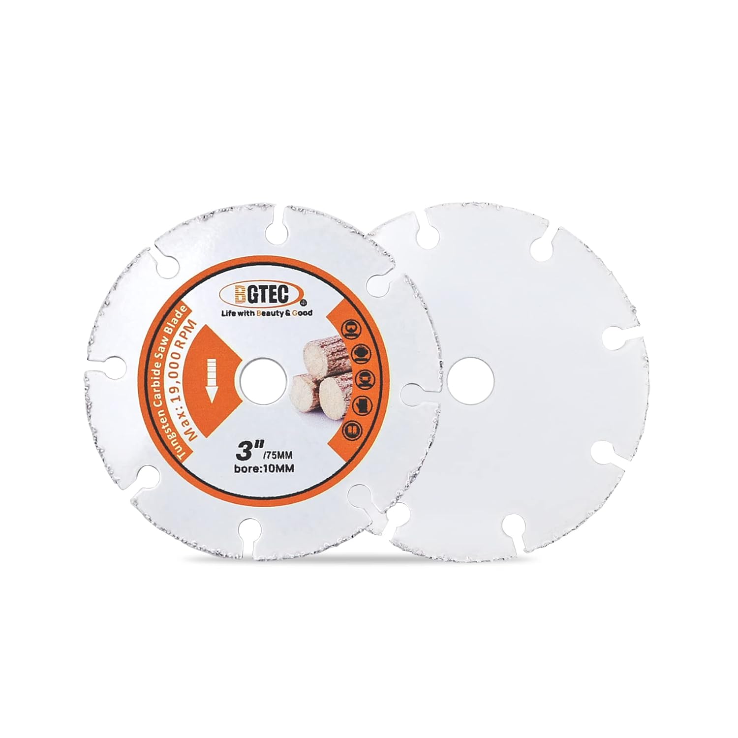 BGTEC Disco de corte de madera de carburo, 2 piezas de hoja de rueda de carburo soldado al vacío de 3 pulgadas2.953 in para tablero de madera,