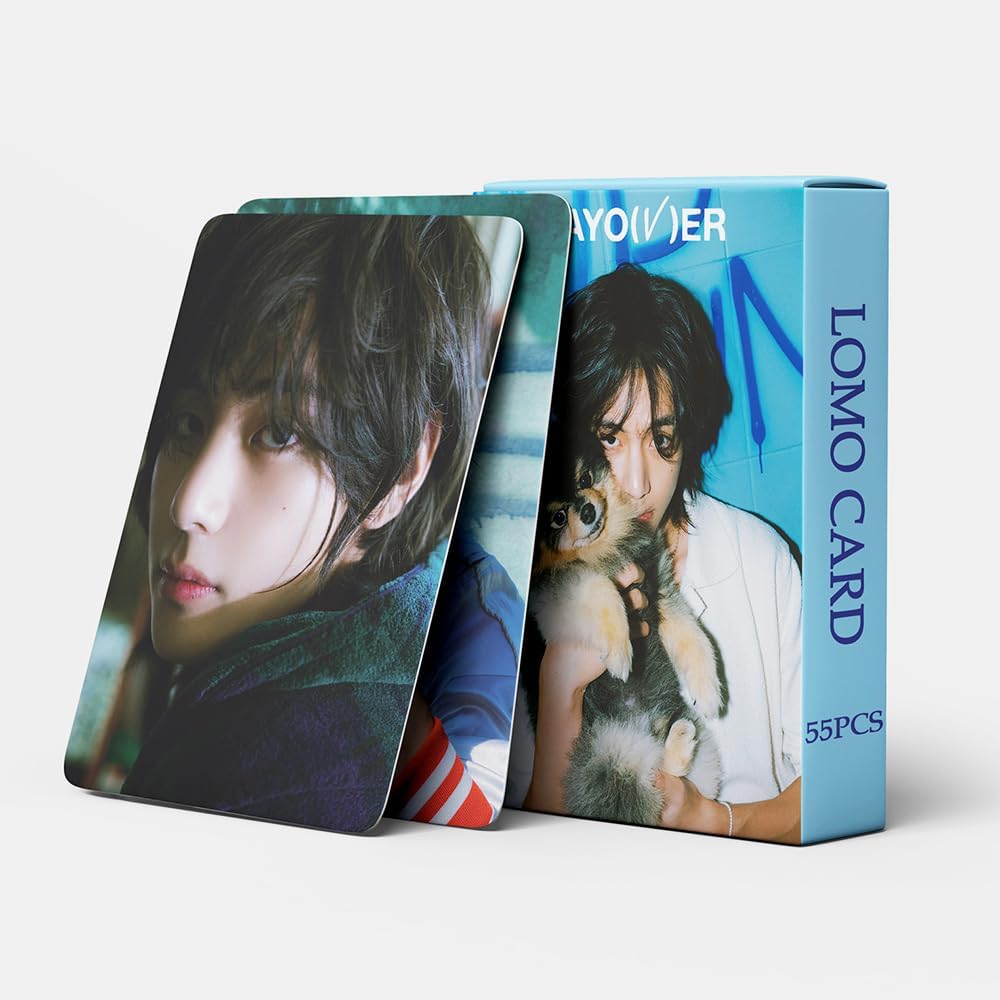V Layover – Juego de tarjetas fotográficas de 55 piezas 2023 V Tae Hyung Solo Album Layover Lomo Cards Bangtan Boys Merchandise Regalo para