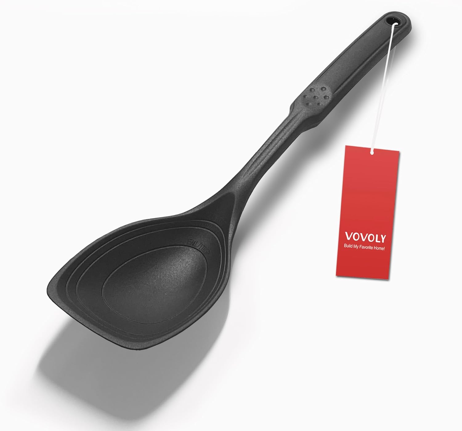 Cuchara de cocina grande de silicona, juego de cuchara sólida antiadherente con perno profundo y marca de medición para mezclar, servir, escurrir,