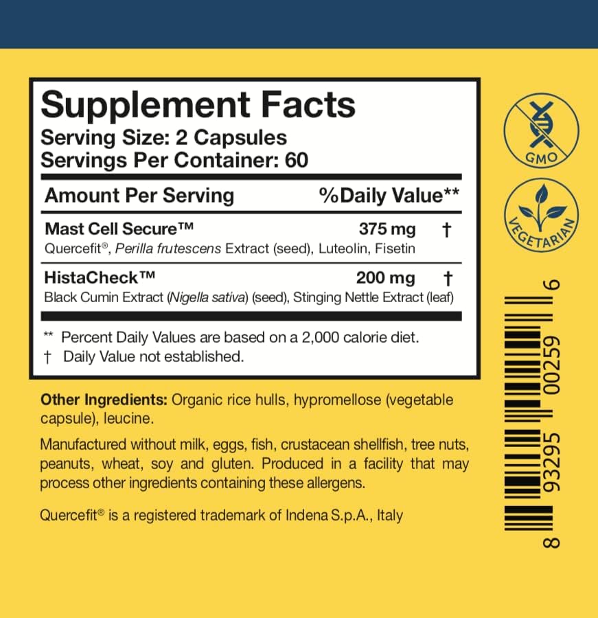 Researched Nutritionals HistaQuel – Soporte de mastocitos – Apoya la producción normal de histamina y la respuesta del sistema inmunológico con
