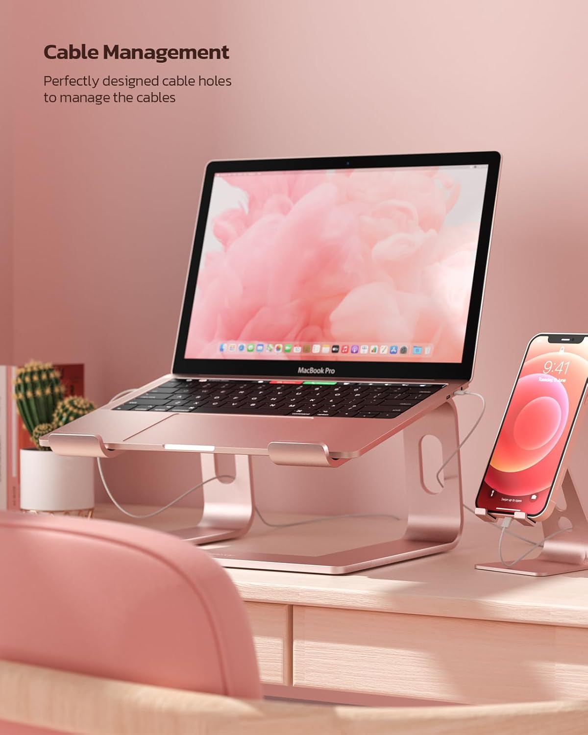 Nulaxy Soporte ergonómico de aluminio para computadora portátil, soporte desmontable para computadora portátil compatible con MacBook Air Pro, Dell
