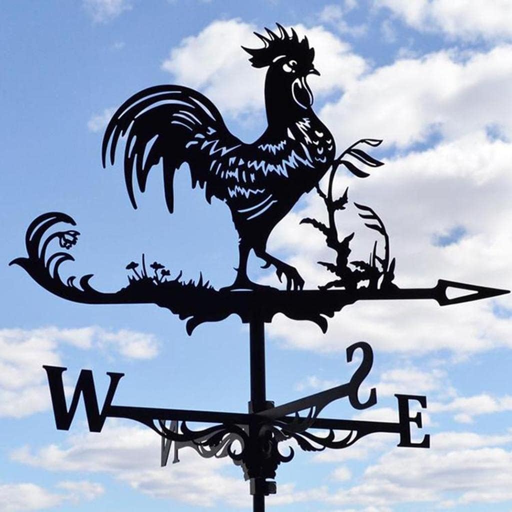 Vana de metal con forma de gallo para montaje en techo, paleta meteorológica al aire libre, para jardín, cobertizo, jardín, patio, decoración