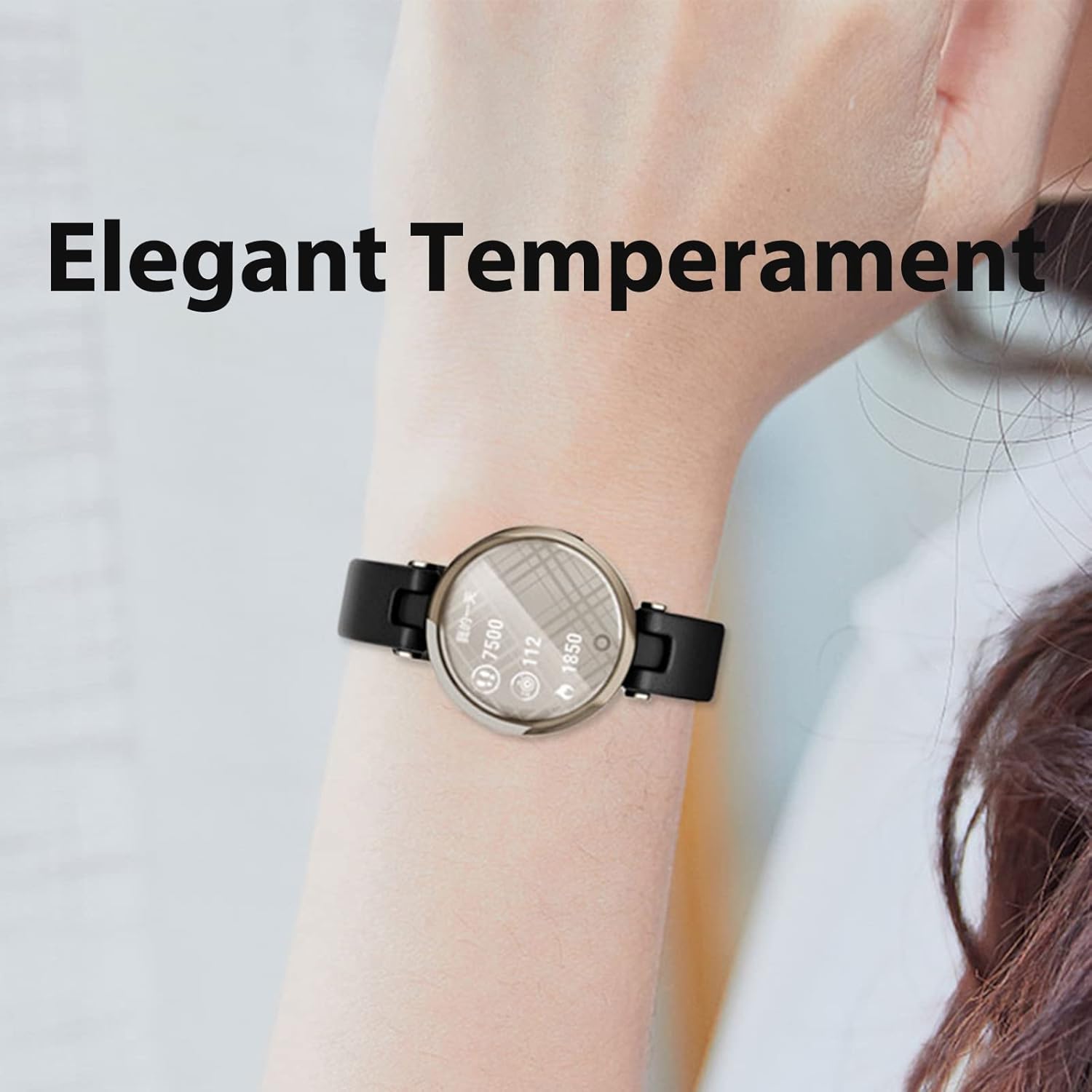 Miimall Leather Watch Band Compatible with Garmin Lily Smartwatch Strap, Replacement Watch Band Quick Release Strap Adjustable Stylish Wristband
