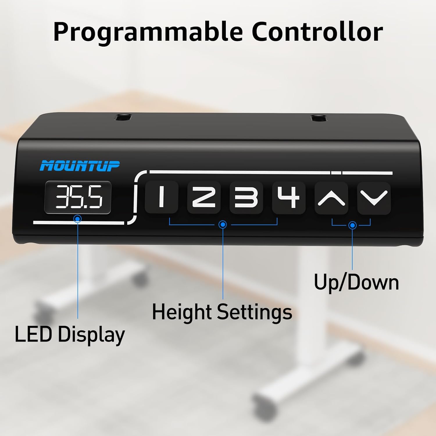 MOUNTUP Escritorio eléctrico de pie ajustable en altura ajustable, escritorio de pie con controlador de memoria, escritorio ergonómico de pie para