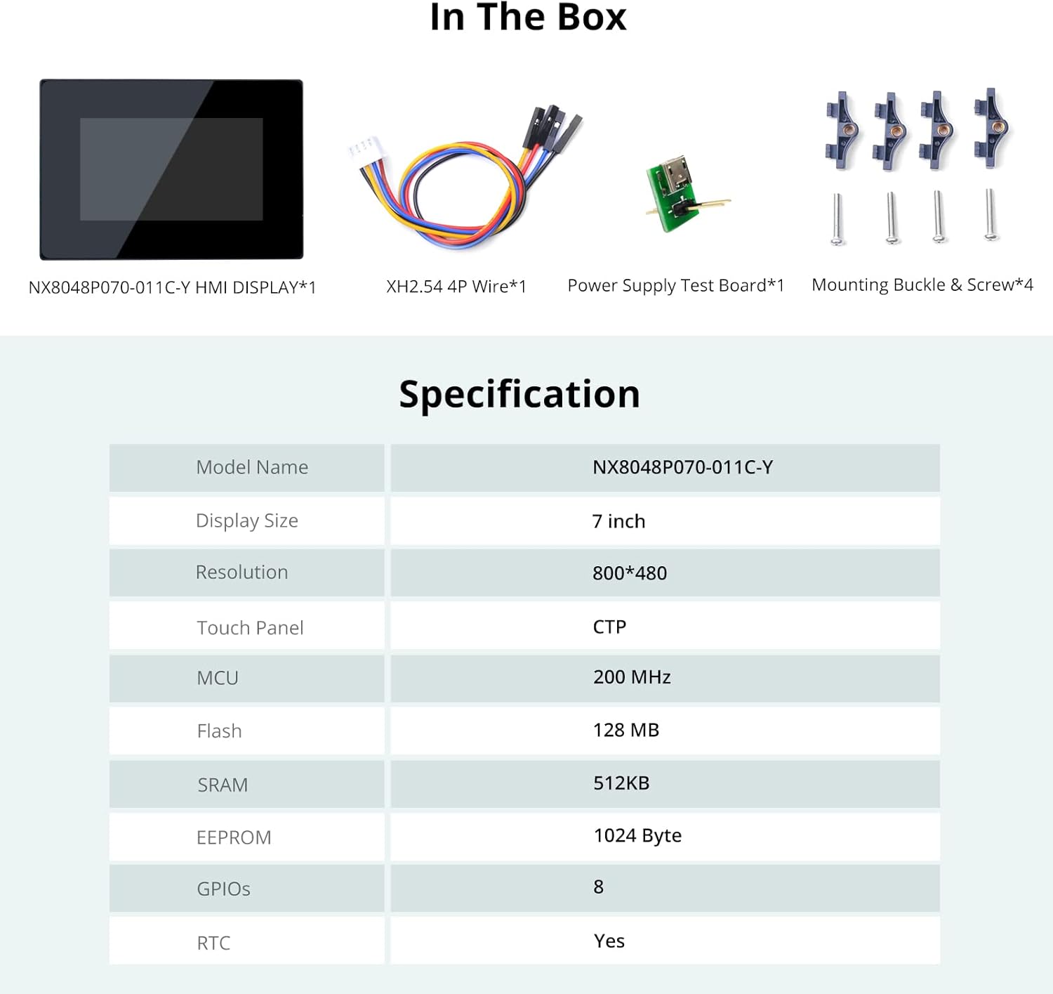 Nextion Pantalla HMI inteligente de 7.0  NX8048P070-011C-Y Pantalla táctil LCD-TFT capacitiva 800 * 480 con gabinete, Nextion Display Soporte Video