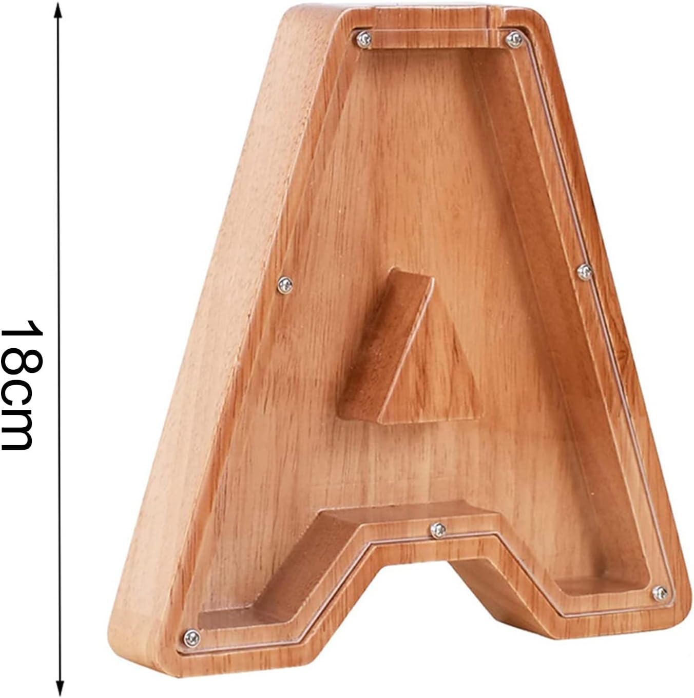 Alcancía de madera con letras para niños y niñas, 26 letras del alfabeto, personalizadas, caja de ahorro de dinero transparente, regalo creativo