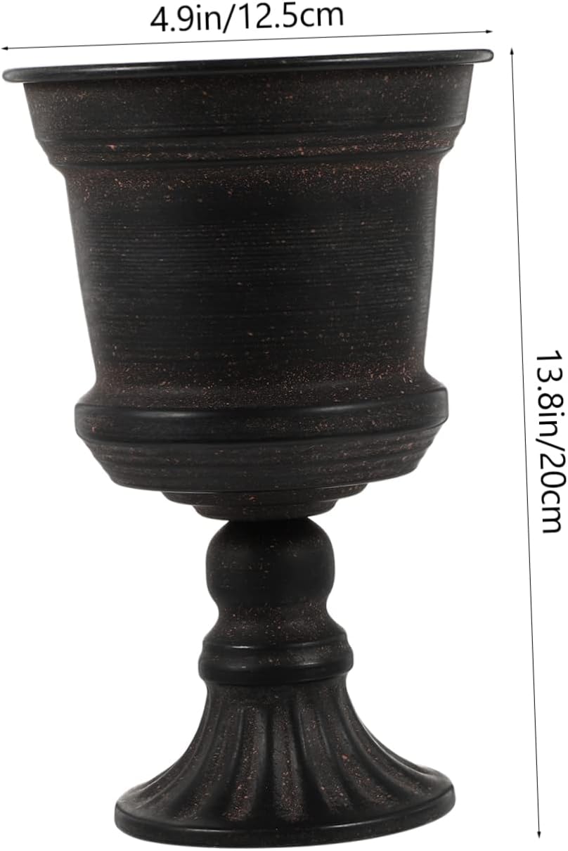 Yardwe Jarrón blanco para decoración de mesa al aire libre, maceta negra con urna negra, jarrón alto de metal, maceta de hierro, arreglo de flores,