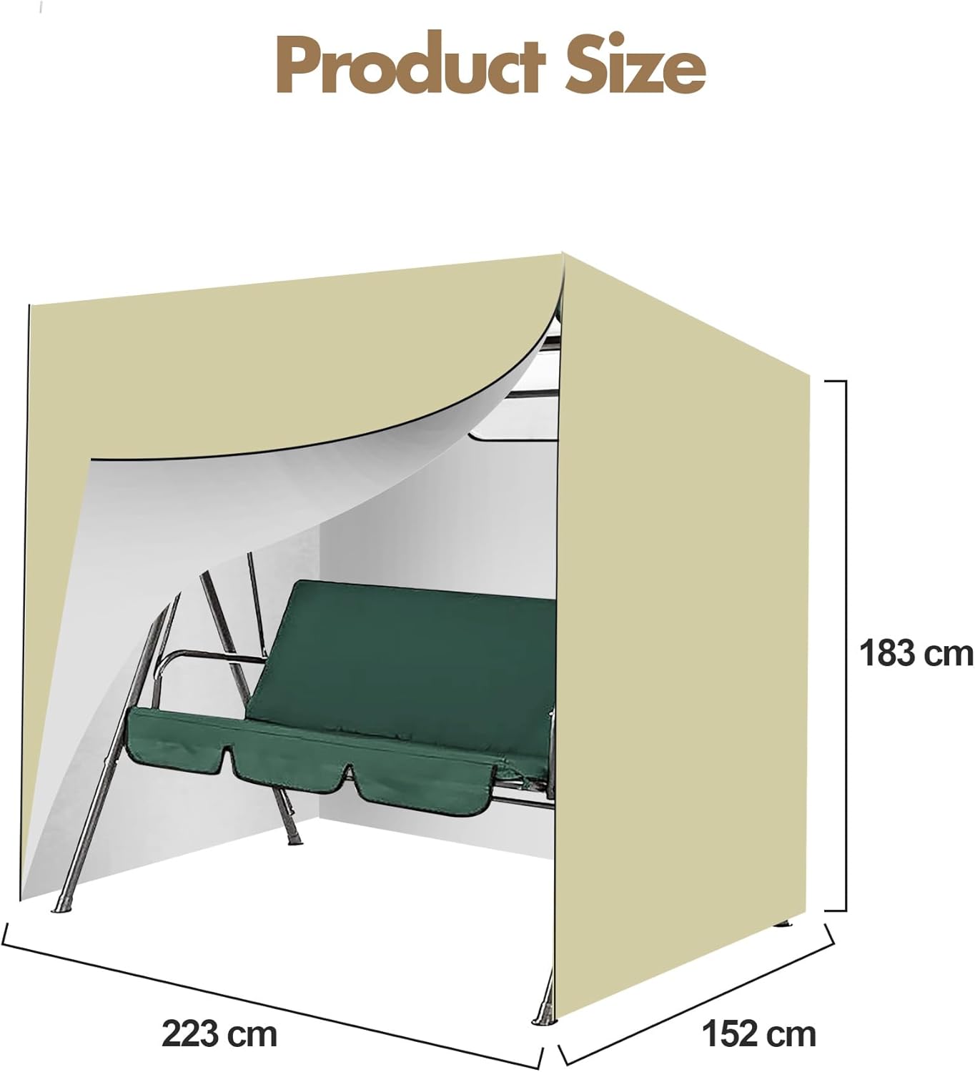 Aidoclip Reemplazo de toldo impermeable para columpio de porche  Cubierta de parasol para asiento de columpio de jardín al aire libre  Toldo