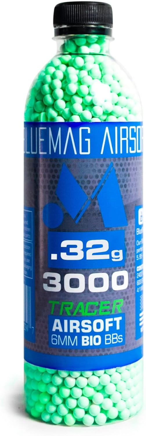 Biodegradable 0.236 in Tracer Airsoft BBS .1.13 oz 3000ct – Pulido a la perfección – para todas las pistolas de 0.236 in Airsoft – Rondas trazadoras
