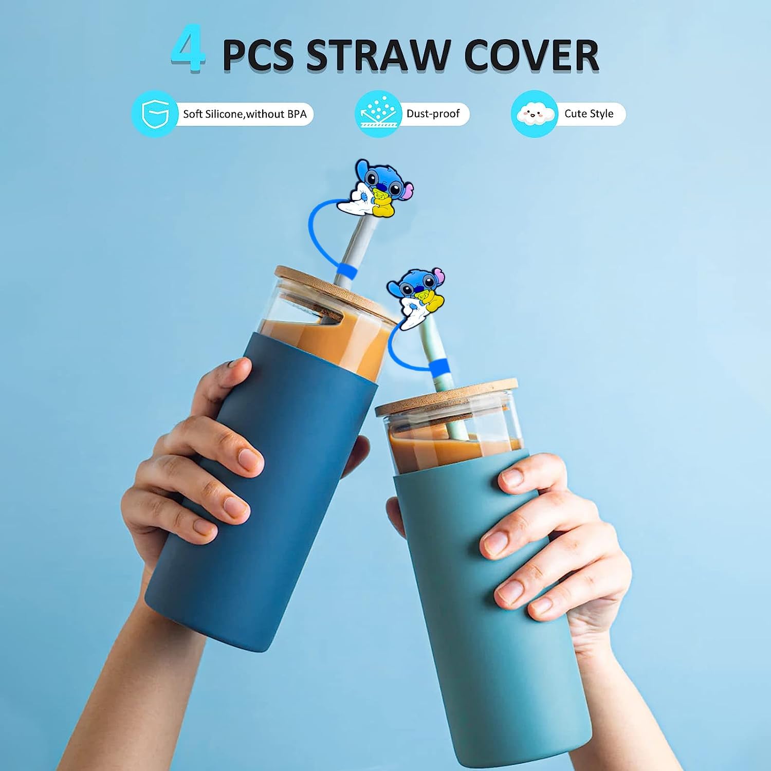 Tapones protectores de popote de silicona de dibujos animados, tapas de popote para copa Stanley, 40 onzas, 30 onzas, 0.394 in, grande para vasos