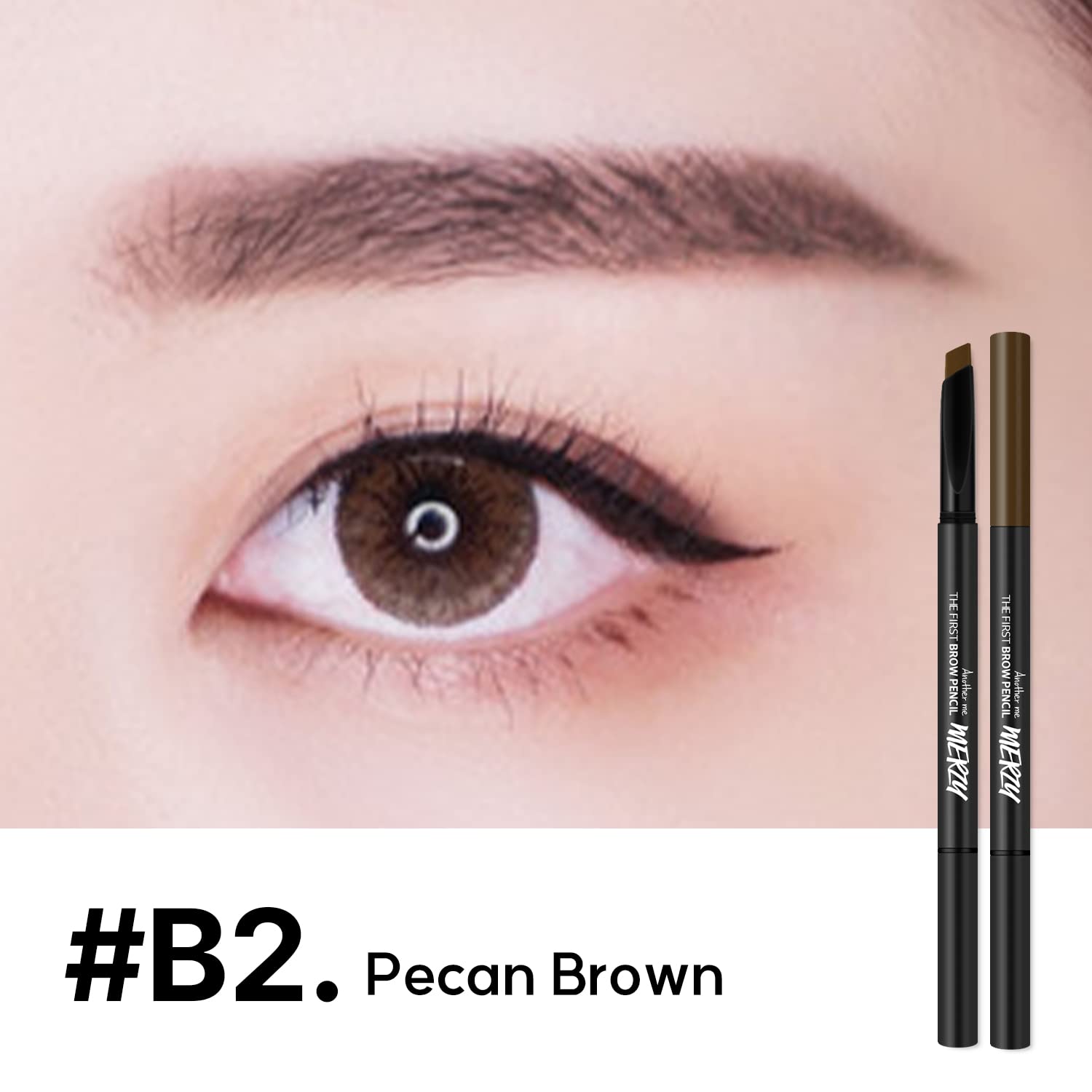 MERZY El primer lápiz de cejas impermeable, de larga duración, color de alta intensidad, punta triangular, marrón almendra (#B3) 0.01 onzas líquidas