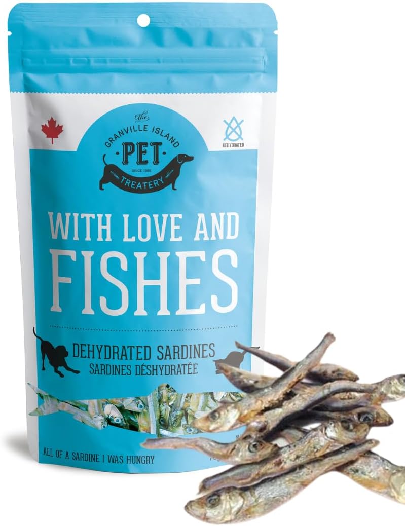 The Granville Island Pet Treatery Sardinas para perros y sardinas para gatos (3.17 onzas, paquete de 1)  Golosinas deshidratadas de un solo
