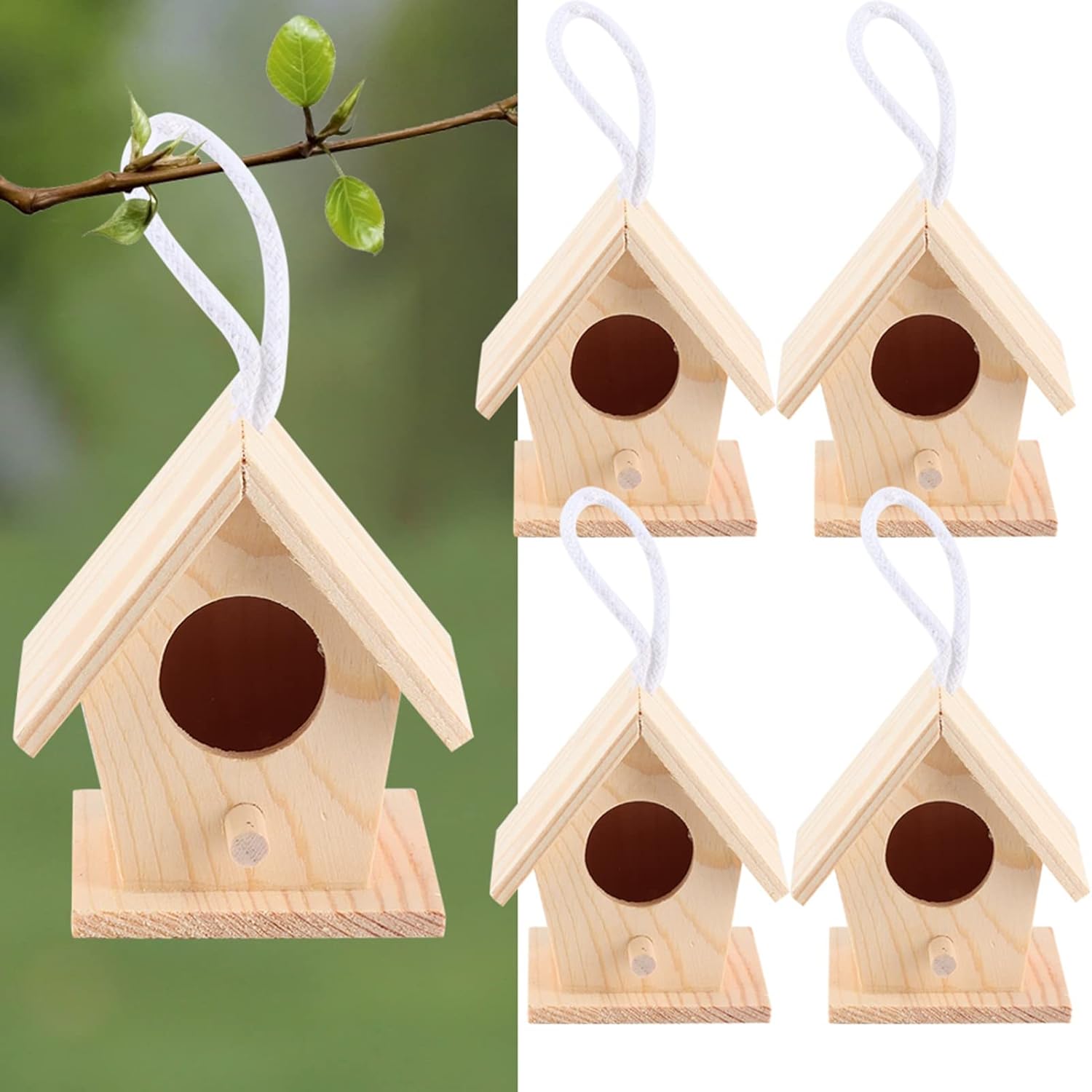 Fydun 4 piezas de madera al aire libre casa colgante pájaro descansando nidos caja decoración jardín ornamento 4 piezas al aire libre pájaro de