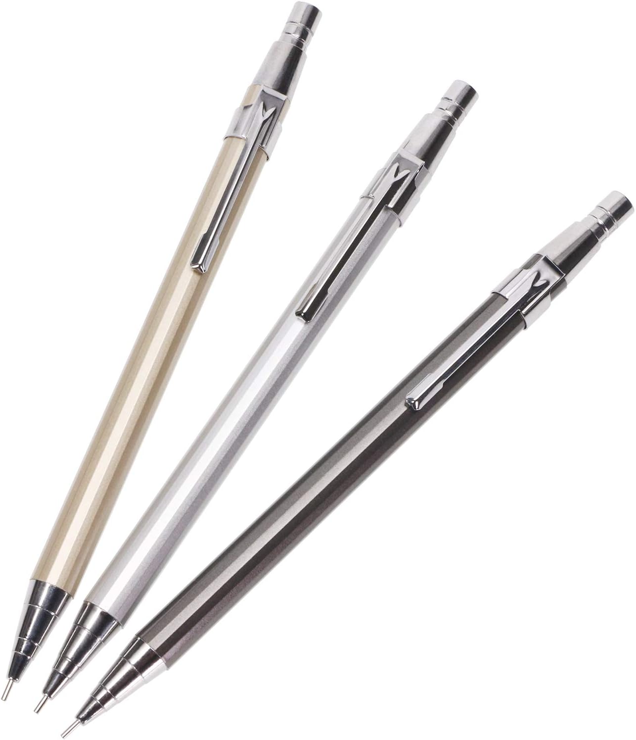 3 lápices mecánicos automáticos de metal para dibujo, bocetos, toma de notas, gráficos, redacción, escritura, proyectos de instrumentos para