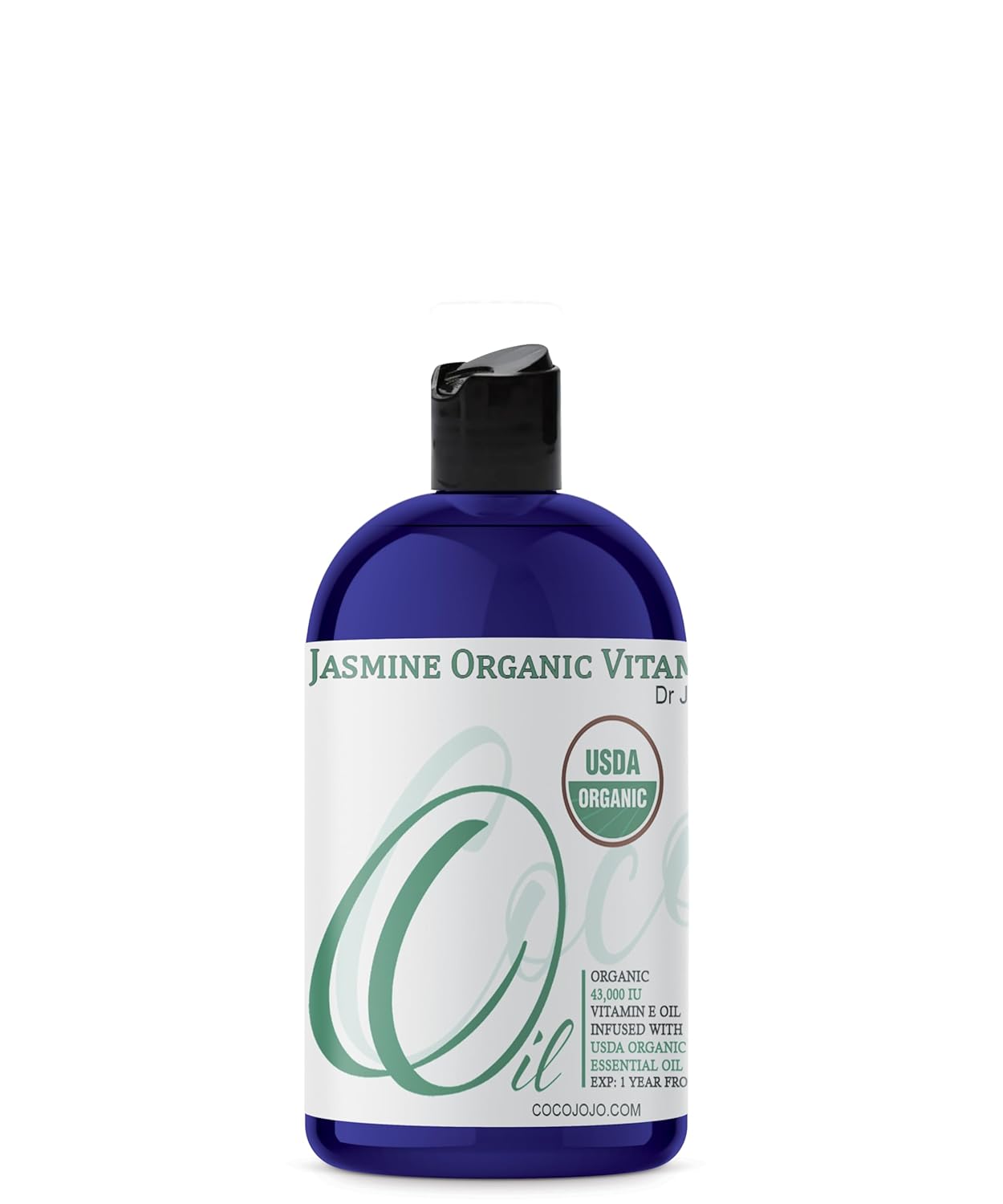 Dr Joe Lab Mezcla de aceite orgánico de vitamina E y aceite esencial de jazmín, 100% natural, 43,000 UI, vegano, suave, multiuso, piel, cara,