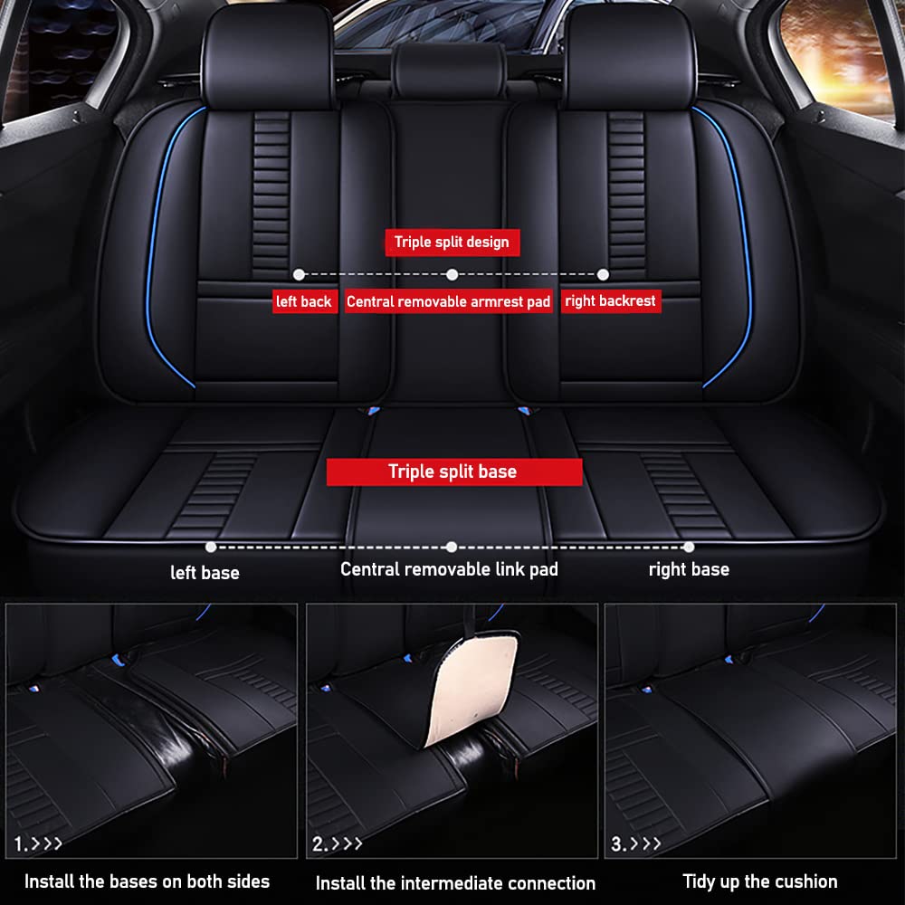 Juego completo de 5 fundas de asiento de automóvil para Chevrolet Chevy Silverado 1500 2016, protectores de asiento delantero y trasero, de piel