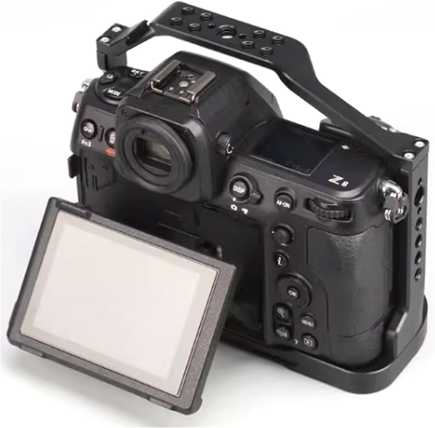 Topcine Jaula de cámara para Nikon Z8 Aleación de aluminio Jaula de cámara completa con placa de liberación rápida para montaje Arca-Swiss Cold Shoe