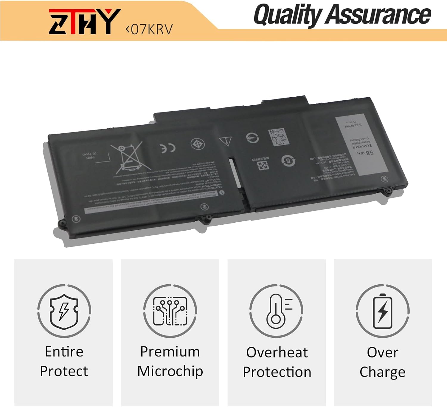 ZTHY Batería de repuesto para laptop de 58 Wh 07KRV para Dell Latitude 5430 5530 Precision 3570 P104F P104F005 P137G P137G004 Series M69D0 H4PVC