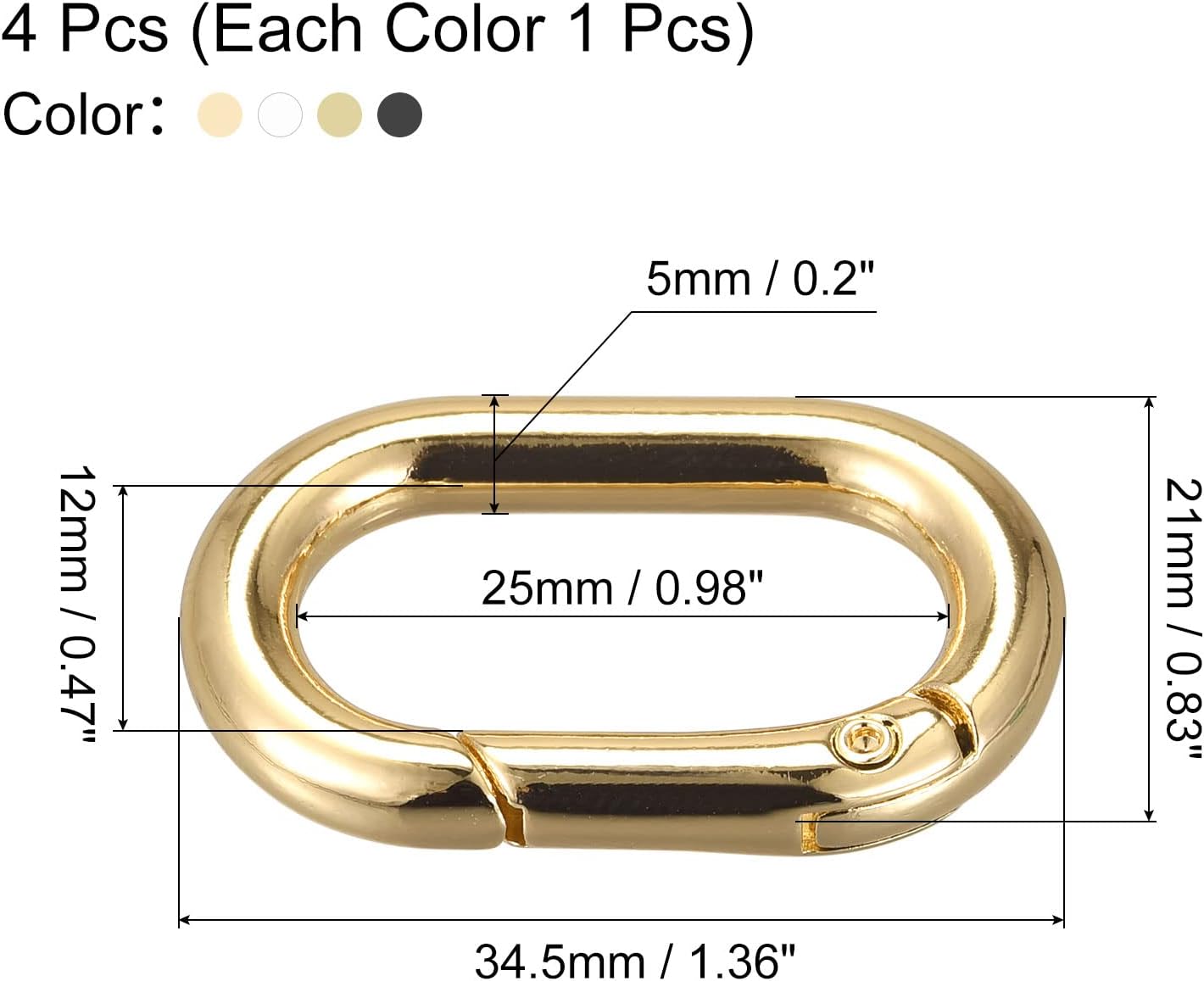 uxcell Anillo ovalado de resorte, clip de resorte redondo, hebillas de llavero de resorte para bolsos, bolsos y llaveros