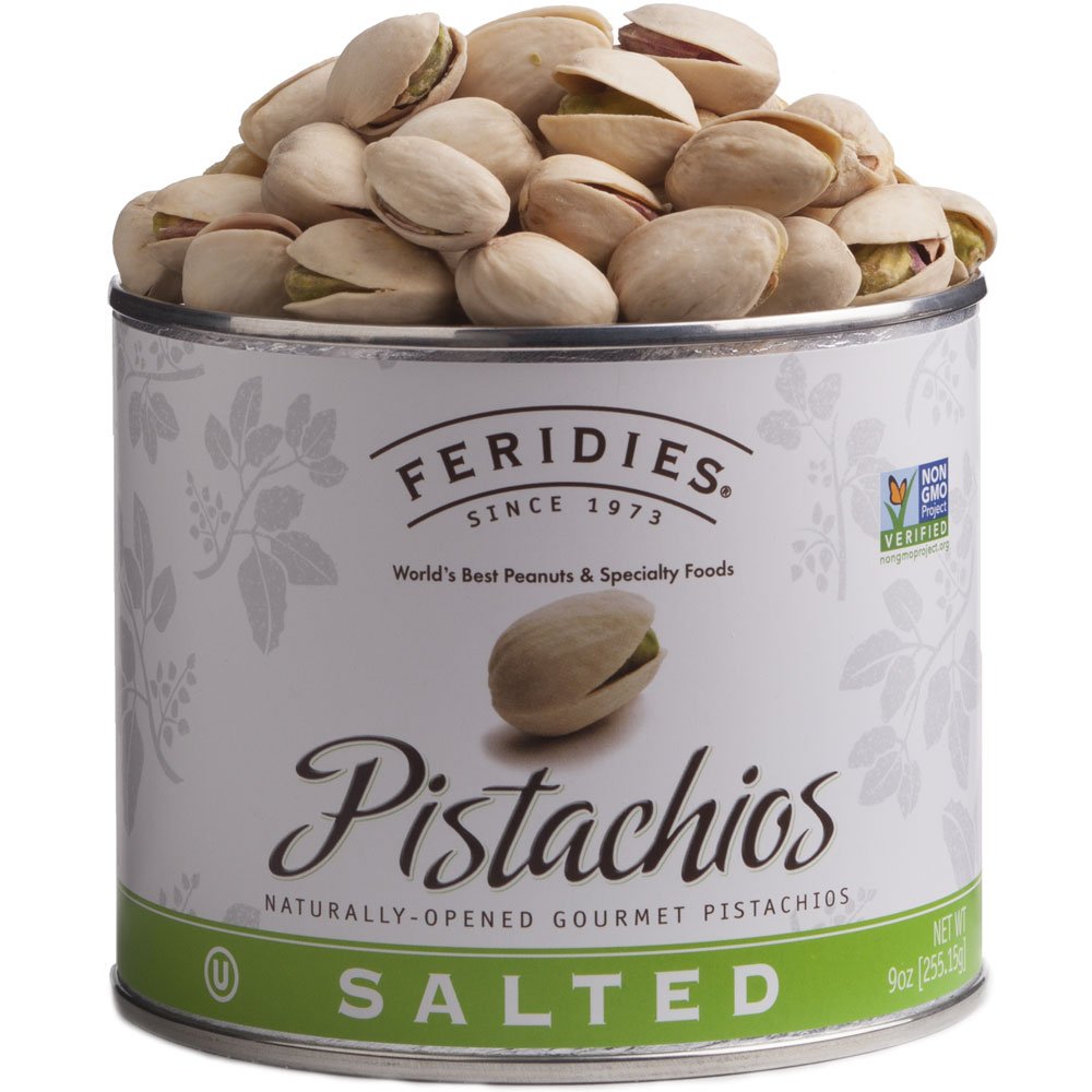 FERIDIES Pistachos salados (en cáscara) – Lata de vacío de 9 oz