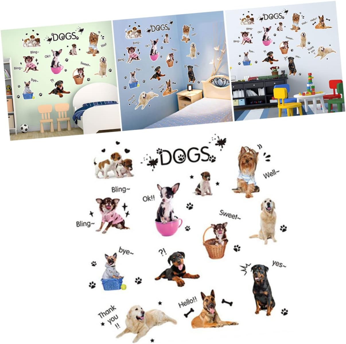 Toyvian 2 calcomanías de pared de animales para niños, calcomanías de pared extraíbles para mascotas, calcomanías de animales DIY, calcomanías de