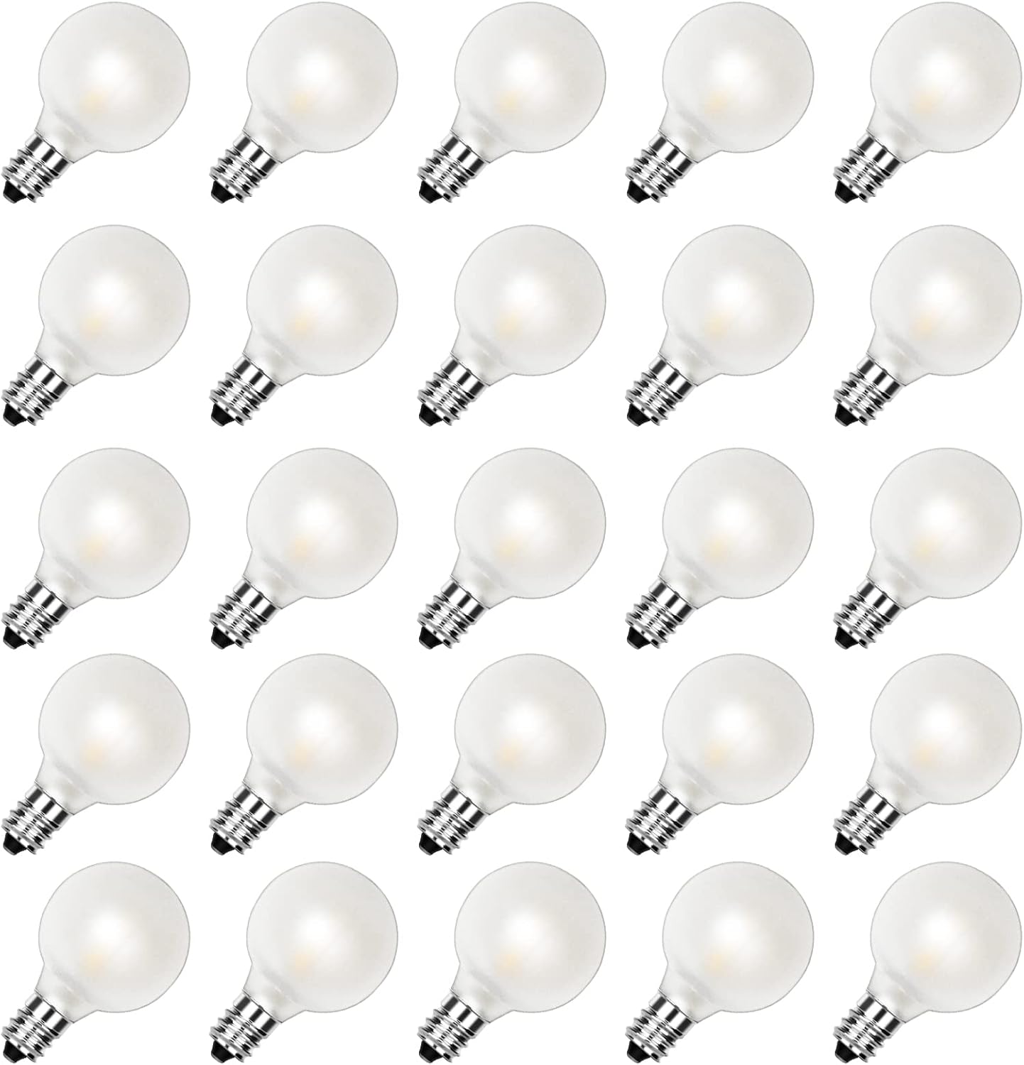 Bombillas LED G40 de repuesto de color blanco esmerilado, bombillas LED E12 para candelabro, 1.5 pulgadas, para interiores y exteriores, bombillas