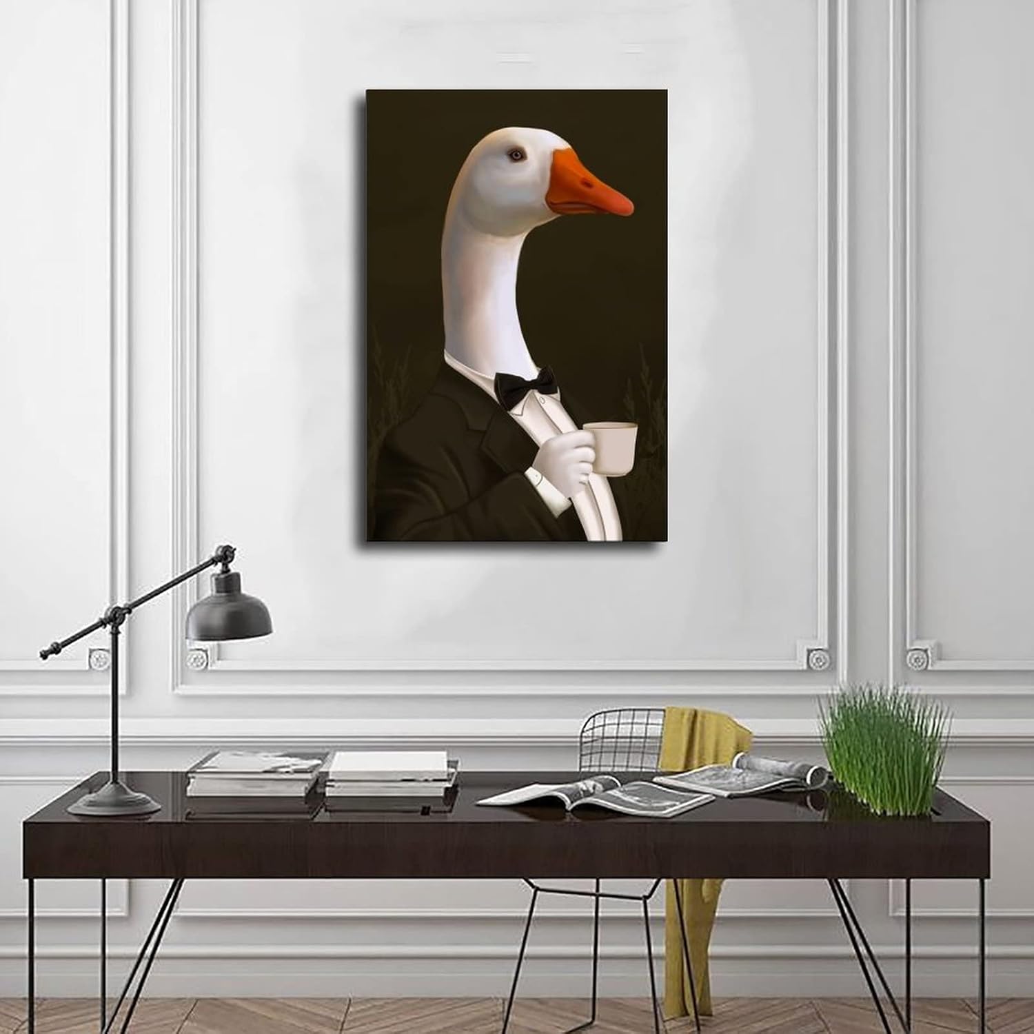 XZHFB – Elegante póster de caballero con lienzo de café, pintura de póster, arte de pared, pinturas para sala de estar, dormitorio, estilo sin