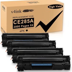V4INK 1 paquete de repuesto para CB436A, cartucho de tóner Canon 125 negro para impresoras HP LaserJet P1102w, HP M1212nf., negro – paquete de 4 V4INK 1 paquete de repuesto para CB436A, cartucho de tóner Canon 125 negro para impresoras HP LaserJet P1102w, HP M1212nf., negro – paquete de 4