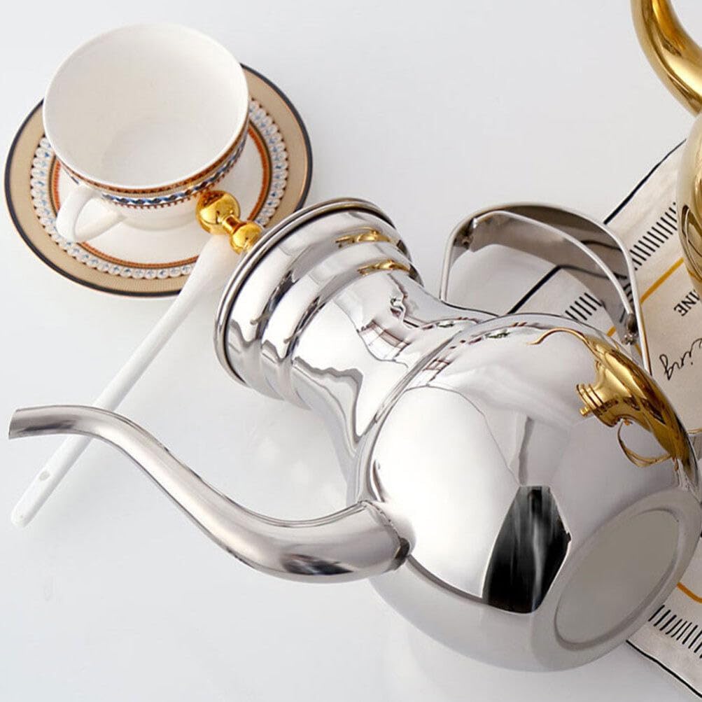 Yardwe Hervidor de agua Hervidor de té Tetera Brew Pot Café Acero inoxidable Hervidor de té de acero inoxidable