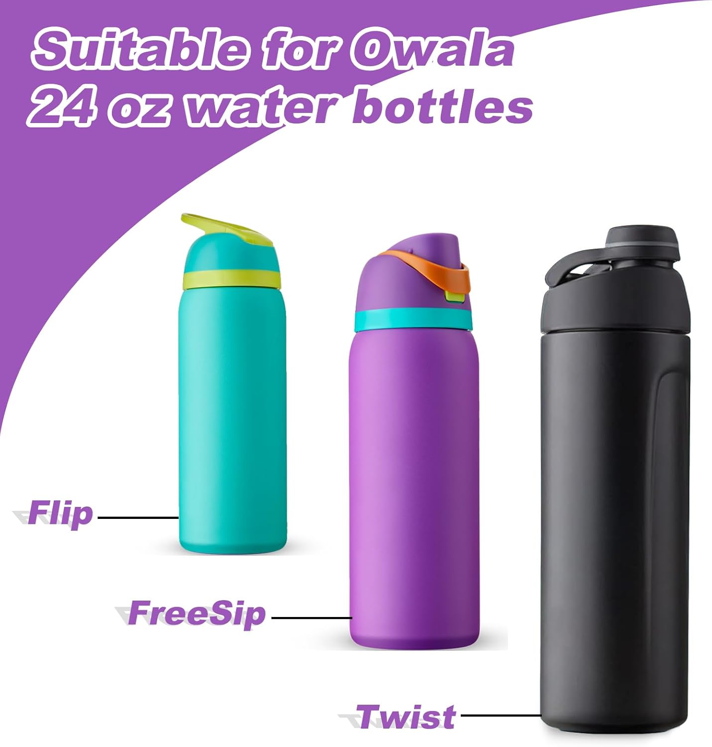 AIERSA 2 fundas de silicona para botas adecuadas para botellas de agua Owala FreeSip, Twist, Flip de 24 onzas, protector de parachoques inferior