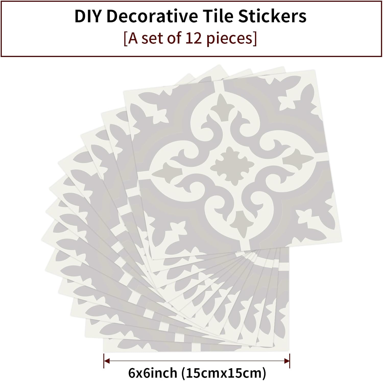 12 calcomanías decorativas para azulejos para decoración de pared, 6 x 6 pulgadas para bañococina, simplemente despegar y pegar para muebles,