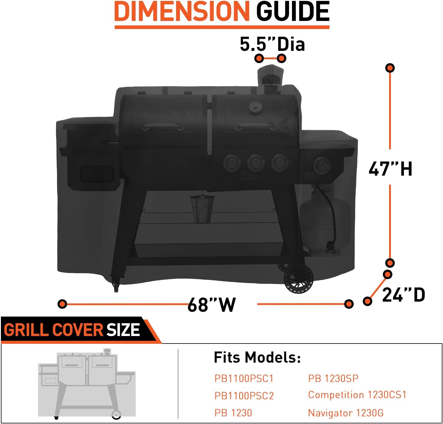 Funda para parrilla Pit Boss 1100 Pro Series, resistente e impermeable, cubierta de parrilla de pellets de madera, protección para todo tipo de