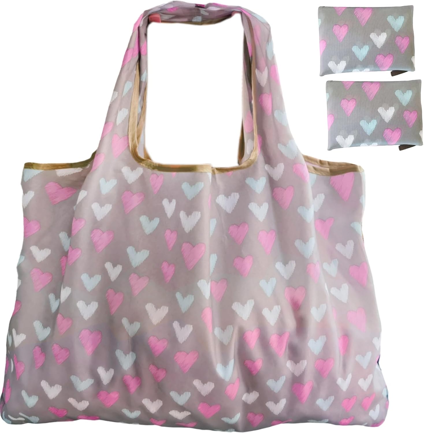 HAPPYHEDI – Bolsas de comestibles plegables y reutilizables, lavables, asas largas, bolsa plegable, resistente a granel