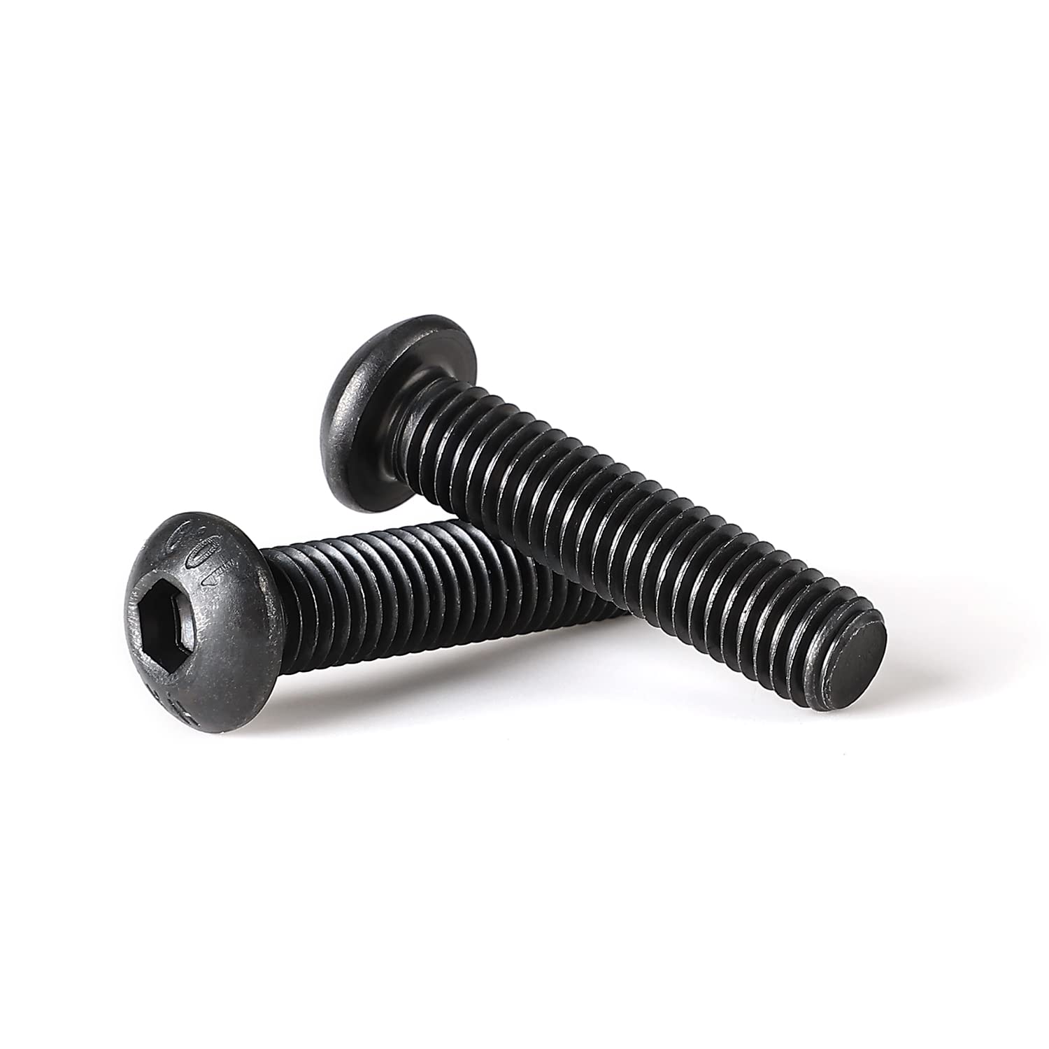 Tornillos de cabeza de botón M5-0.031 x 1.575 in, tornillos de acero de aleación de grado 10.9, acabado de óxido negro, rosca completa a máquina,