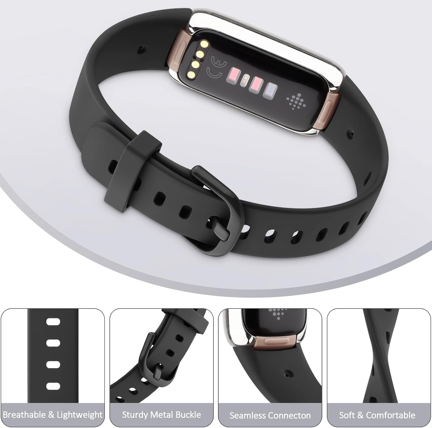 AK Correa deportiva compatible con bandas Fitbit Luxe para mujeres y hombres, correas deportivas de repuesto de silicona suave para Fitbit Luxe
