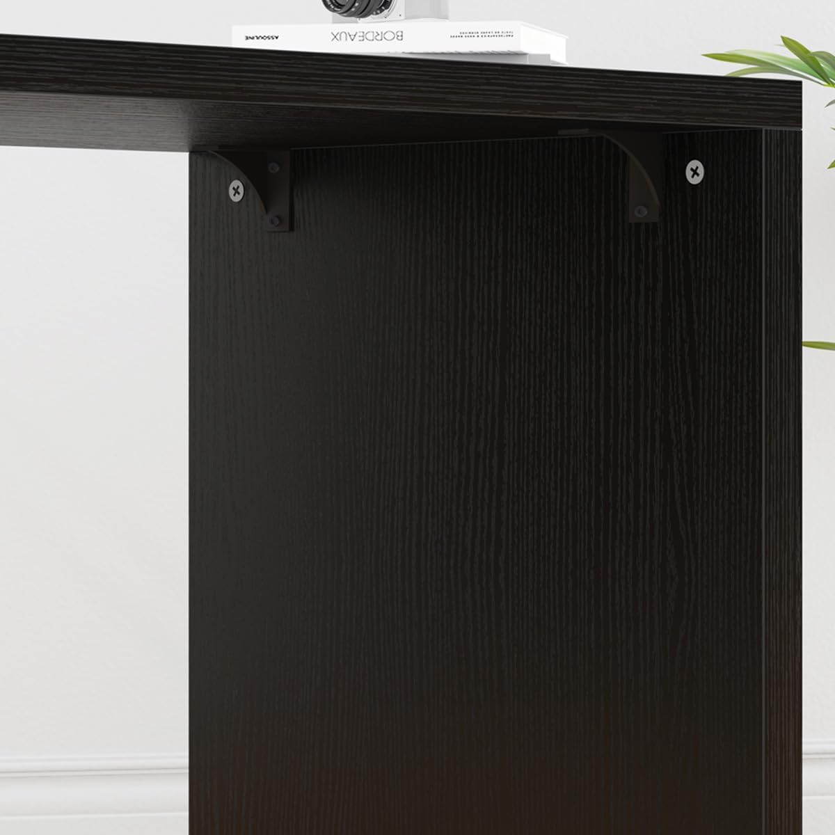 HSH Escritorio negro en forma de L con estantes de cajones, escritorio giratorio de 360 grados para oficina en casa en forma de L con gabinete de