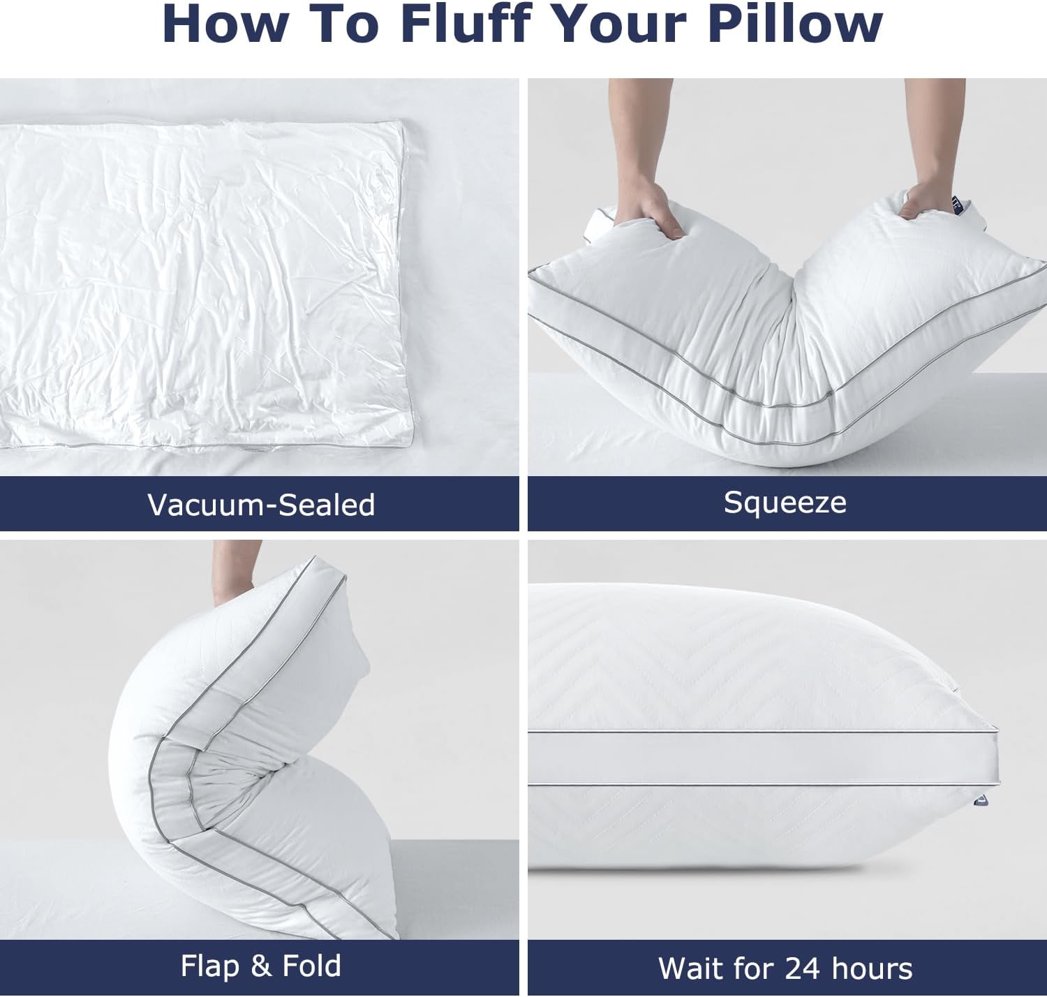 Maxzzz Juego de 2 almohadas de cama de tamaño estándar, almohadas esponjosas de calidad de hotel de lujo, para dormir de espalda, estómago o de
