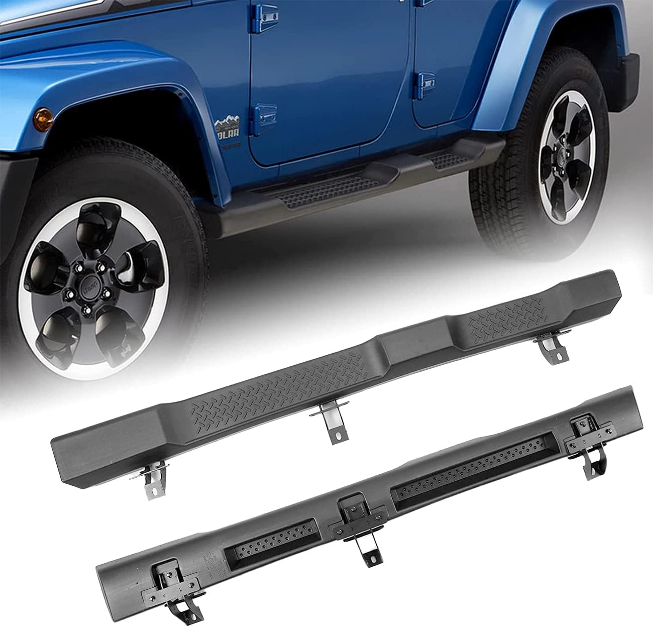 Auraroad Estribos laterales compatibles con Jeep Wrangler JK 2007-2018 de 4 puertas, barras Nerf estilo OE negro (Wrangler JK 4 puertas)