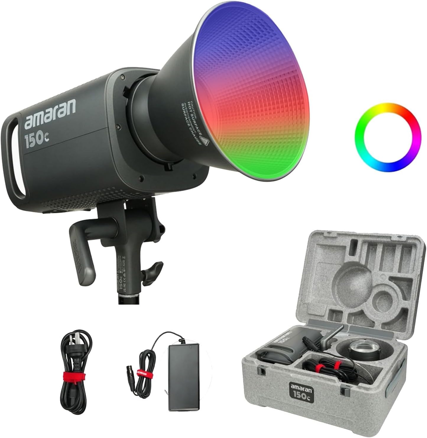 Aputure Amaran 150C RGBWW – Luz de video LED a todo color, 150 W, bicolor, 2500 K a 7500 K, montaje Bowens, luz continua, control de aplicación