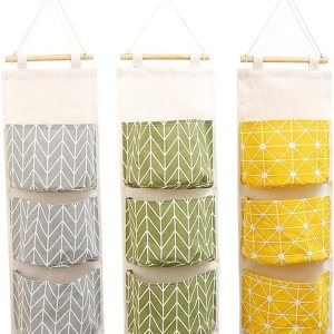 Creatiee – 3 bolsas de almacenamiento para colgar en la pared, impermeable, para colgar sobre la puerta, organizador de bolsillo con 3 bolsillos de Creatiee – 3 bolsas de almacenamiento para colgar en la pared, impermeable, para colgar sobre la puerta, organizador de bolsillo con 3 bolsillos de