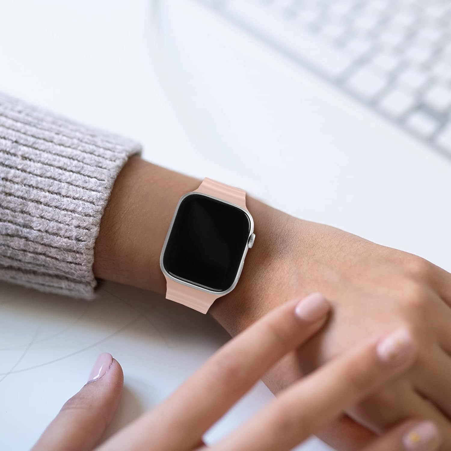 Correas elásticas de silicona para el océano compatibles con Apple Watch de 1.49, 1.57, 1.61, 1.65, 1.73 y 1.77 pulgadas, correa deportiva