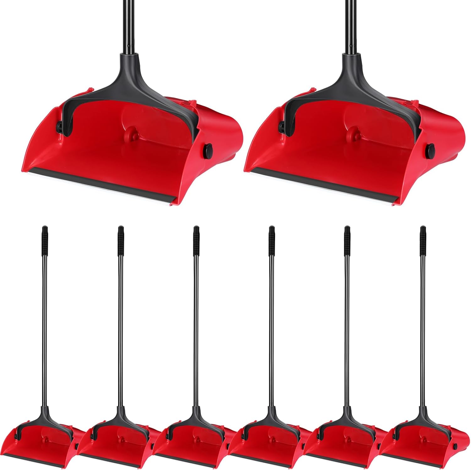 8 piezas de recogedor vertical de plástico para vestíbulo comercial con mango largo, recogedor vertical de metal, resistente para restaurantes,